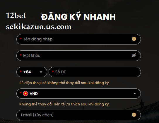 Đăng ký nhanh 12bet